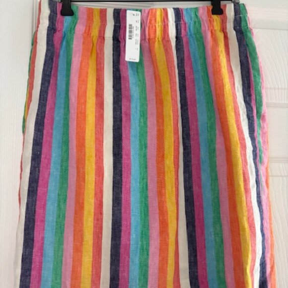 J.Crew Pull-on linen skirt in rainbow stripe Size L - Picture 1 of 3